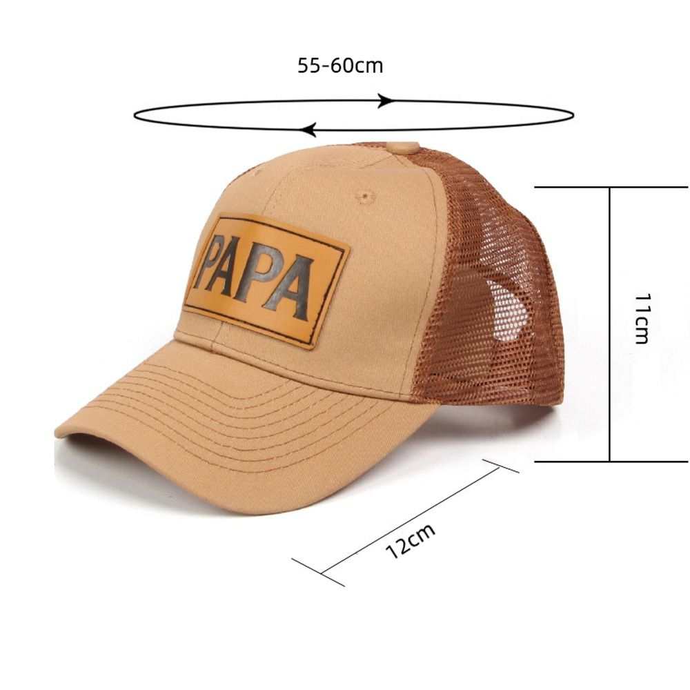 Curved Brim Mesh Trucker Hat PAPA Leather Label Casual Dad Hat Retro Trucker Cap  For Men