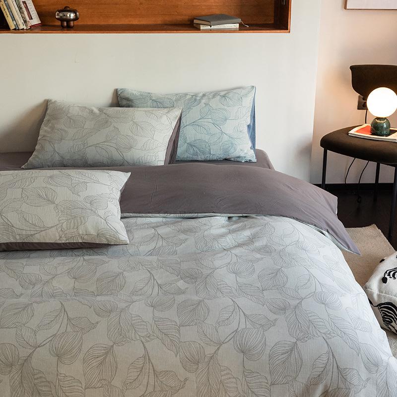 Ins Washed Cotton Jacquard Gray Retro Bed and Breakfast Four-piece Set of Pure Cotton Artistic Quilt Cover Sheets