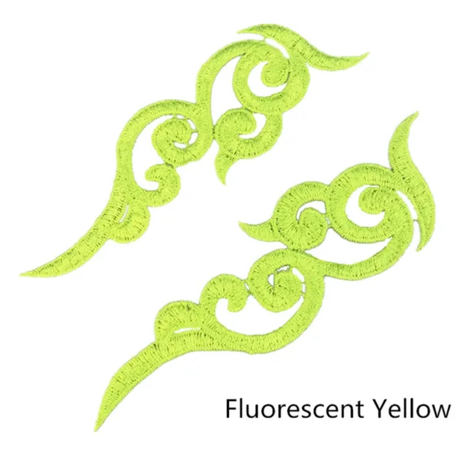 

Новые милые, красивые и уникальные черно-белые зеркальные пары с яркой цветочной кружевной аппликацией - цветы из полиэстеровой ткани DA003 флуоресцентный желтый