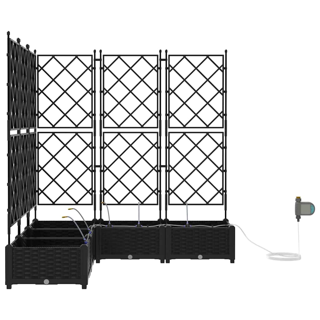 Garden Planter Set 5 Pcs Black 120 X 120 X 126 Cm Plastic