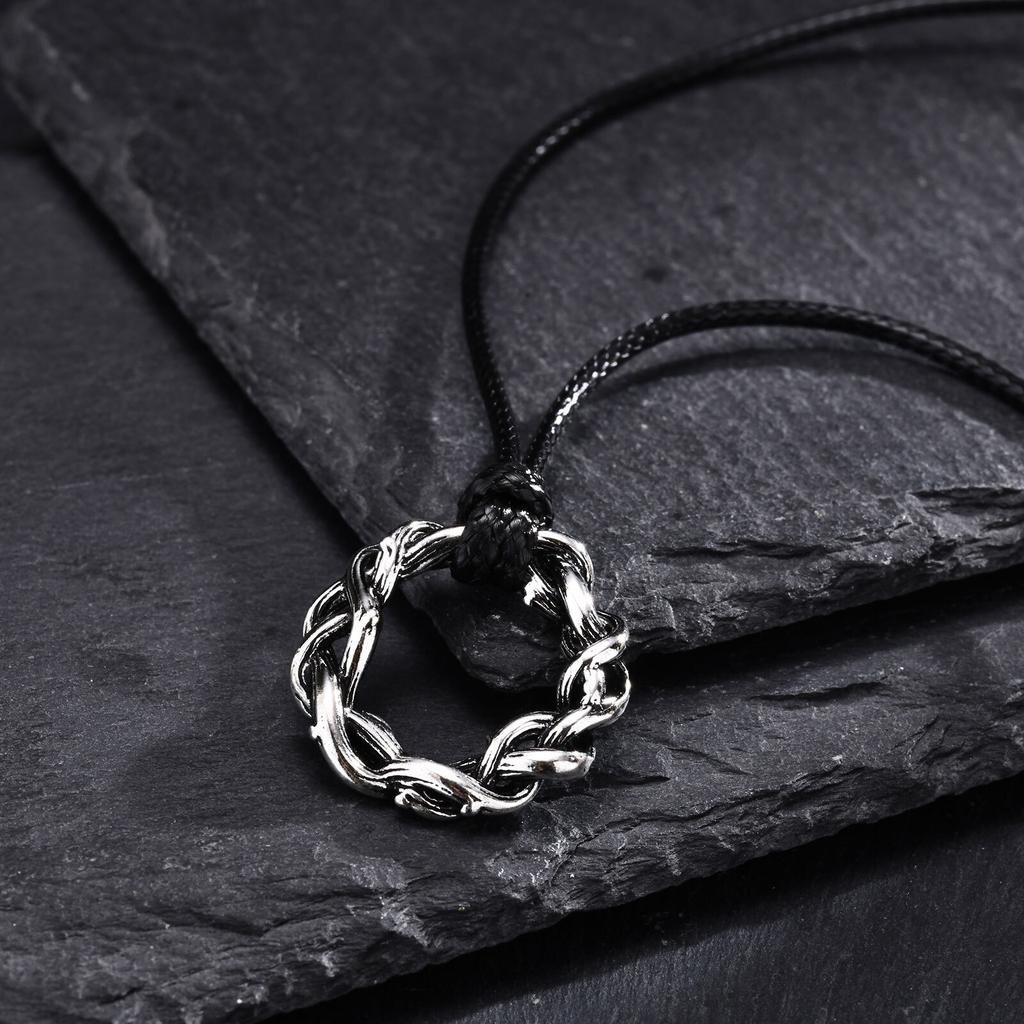 Vintage Thorns Pendant Necklace for Men,Trendy Braided Wreaths Necklace,Anniversary Jewelry Birthday Gifts