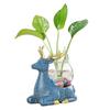 Tierfigur mit Vase, Teetisch, Mini-Blumenvase, Keramik, Hirsch und Katze mit Hydrokultur-Pflanzgefäß aus Glas für Zuhause, Schlafzimmer, Wohnzimmer, Dekoration