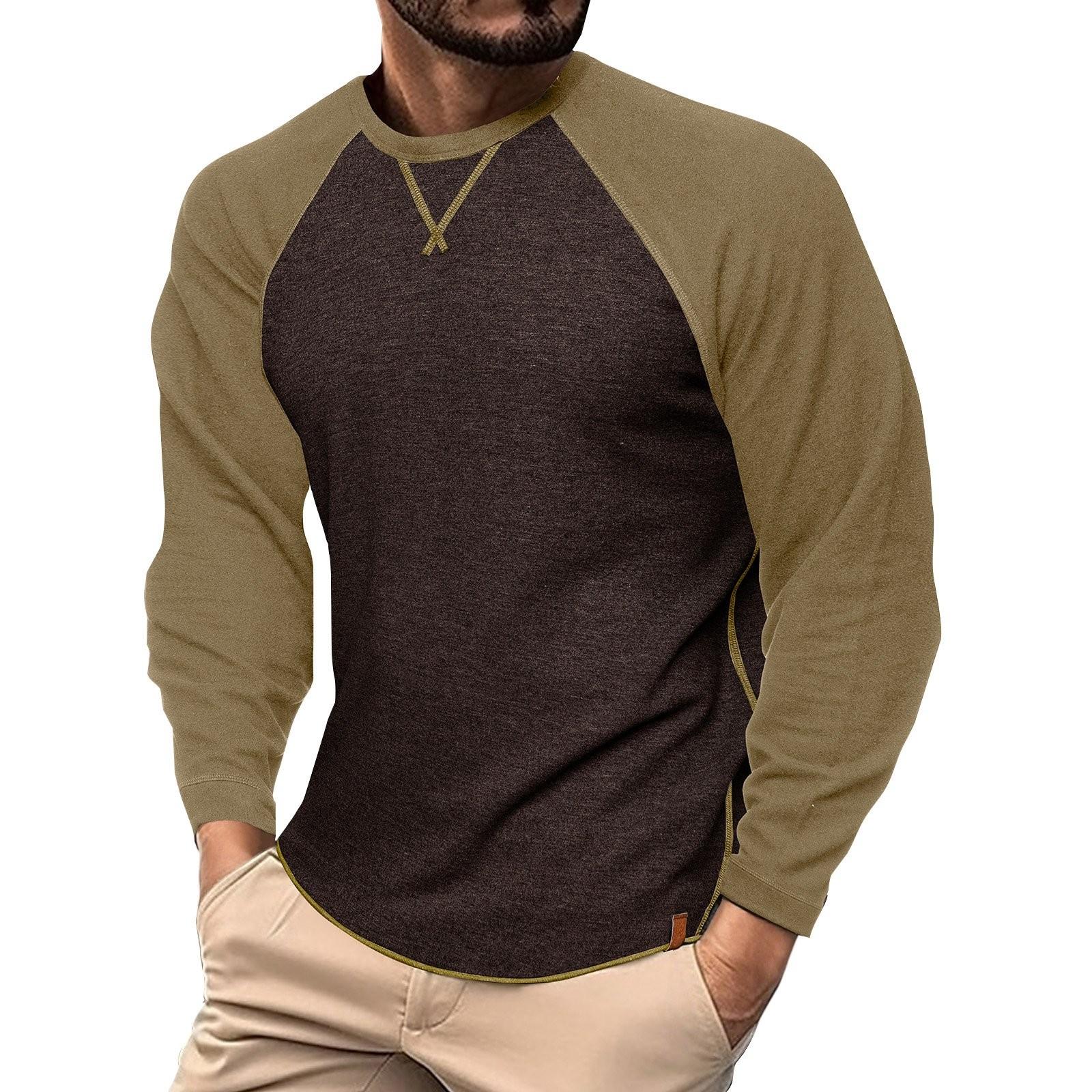 

Plus Size Men s Long Sleeve T-shirt European And American Men s Shirt Top XXL кофейный