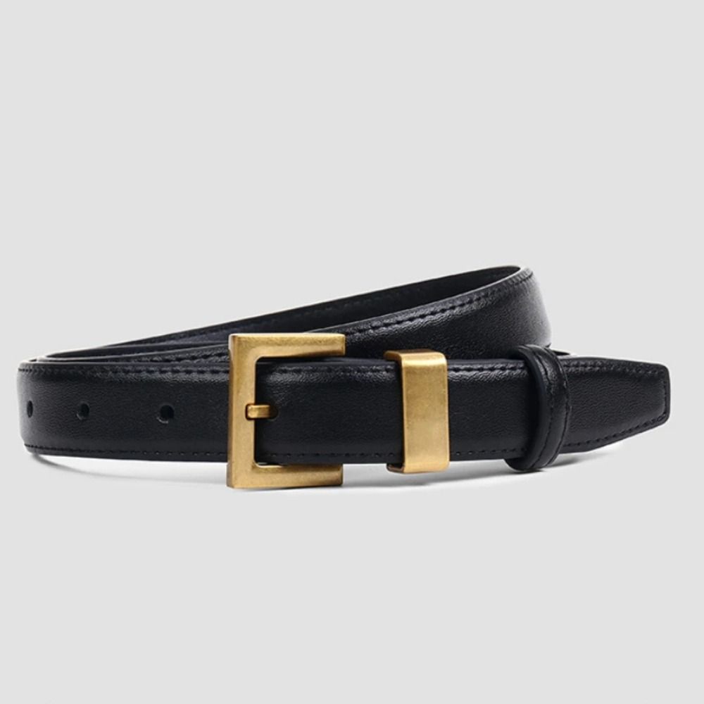 

Versatile Square Gold Buckle Belt Fashion Waistband Retro Waist Belt чорний