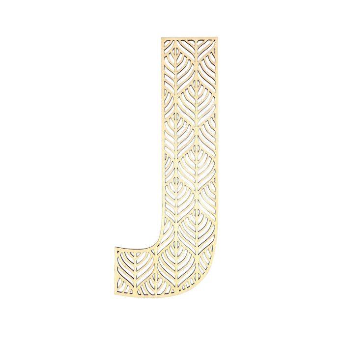 Large Wooden Letter - J - Wood - Openwork - To Decorate - 24 Cm - Creative Hobbies