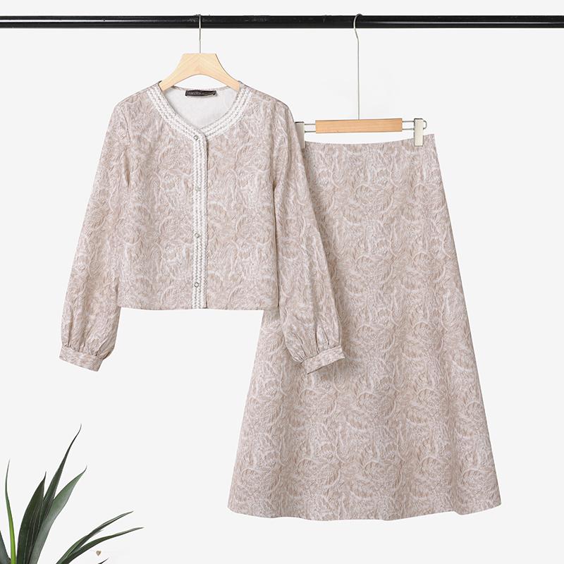 ZANZEA Women Long Sleeve Blouse and Long Skirts Print Casual Two Piece Suit Sets