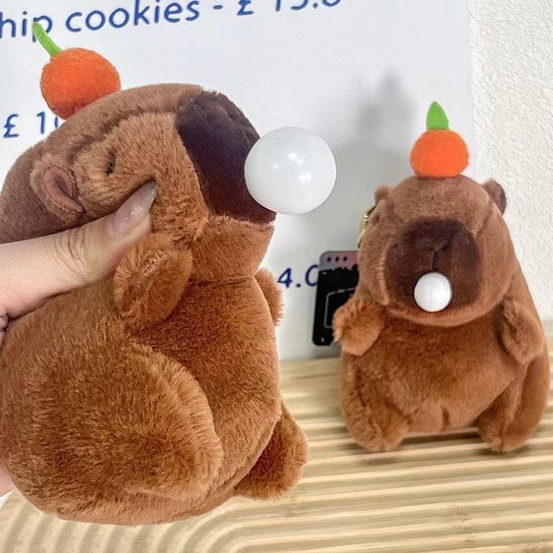 

Cute Kapibala Plush Pendant Capybara Doll Pink Bubble Doll Bag Keychain Unzipping Toy keychain