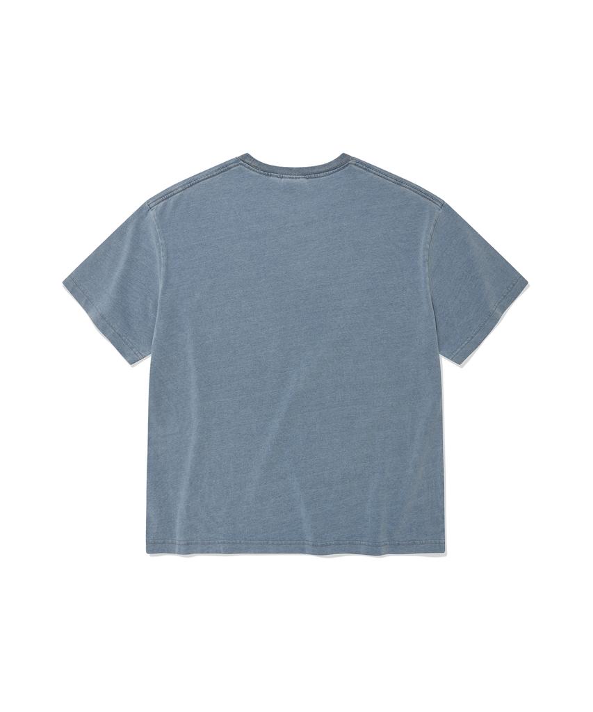 WACKY WILLY Denim-Like Small Logo Short Sleeve T-Shirt Light Blue