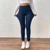 Women's Fleece-Lined Ribbed Thermal Leggings High-Waisted Slimming Design With Pockets Shapewear Leggings For Lifted Buttocks