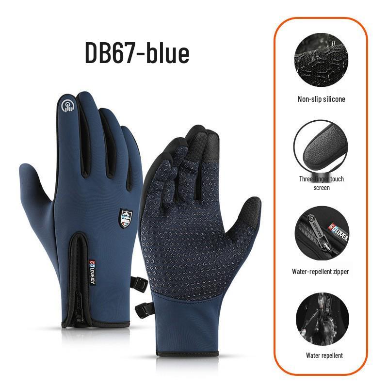 Touchscreen Non-Slip Full Finger Cycling Gloves for Men & Women - Warm, Velvet-Lined for Autumn/Winter, Ideal for Road & Mountain Biking