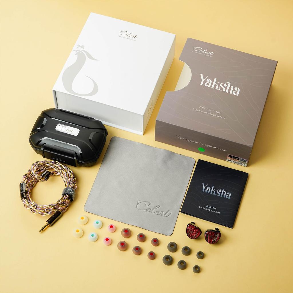 HiFiGo Kinera Celest Yaksha Wired Hybrid Monitor Earphones HiFi Sound Detachable for Musical Instrument TV and Mixing In-Ear (2DD+1BA+1MPD), In-Ear