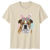 Cute Watercolor Bulldog Wearing Bunny Unisexs TShirt Easter Dog