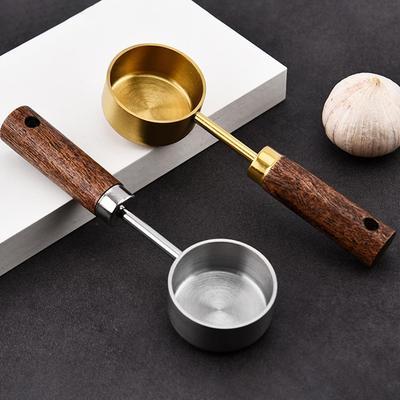 15ml Stainless Steel Tablespoon with Wooden Handle – Ideal Coffee Scoop for Beans, Sugar & Powder