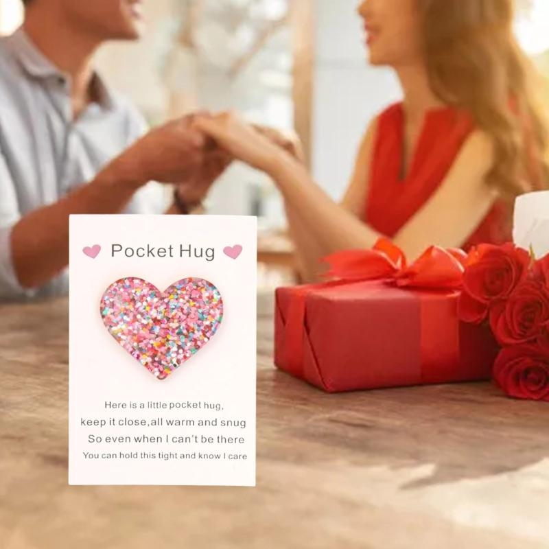 Pack of 3 Sophisticated Pocket Hug Heart Shape Ornament Pocket Hug Heart for Women Friend University School Gift