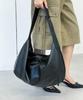 Chicks Crumple Glossy Leather Peddler Bag Black