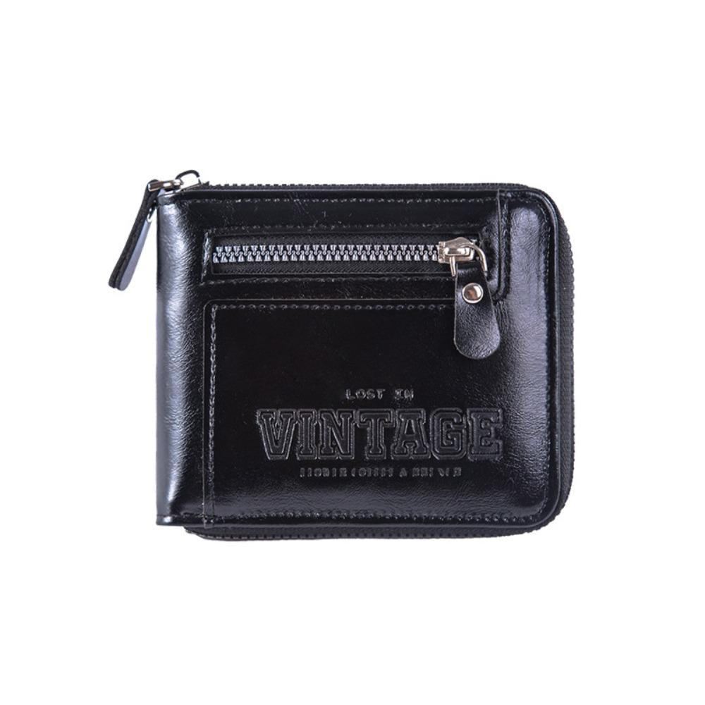 

Zipper Business Clutch Bag RFID ID Card Holder Elegant Short PU Wallet Men Women чорний