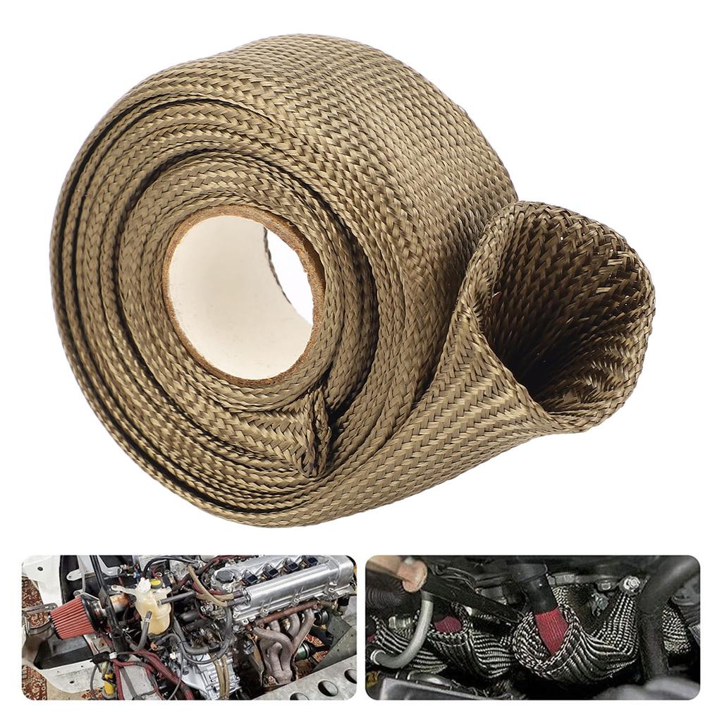 Automotive Hitzeschutzhülle 9,8ft 0,75in Basaltfaser Gewebt Hochtemperaturbeständig Kraftstoffleitung H