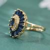 Luxurious Elegant Micro Pave Synthetic Blue Cubic Zirconia Ring For Women Creative Oval Design Fashion Ring Trend Jewelry