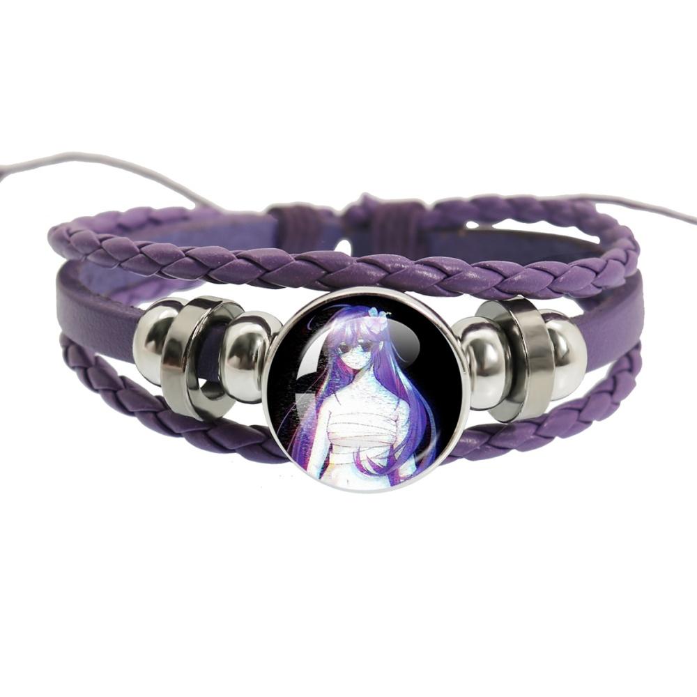Sewerslvt Schizofrenia Dnb Cover Album Cartoon Creative Button Rope Button Purple Leather Bracelet Jewelry Charm Fans Gift