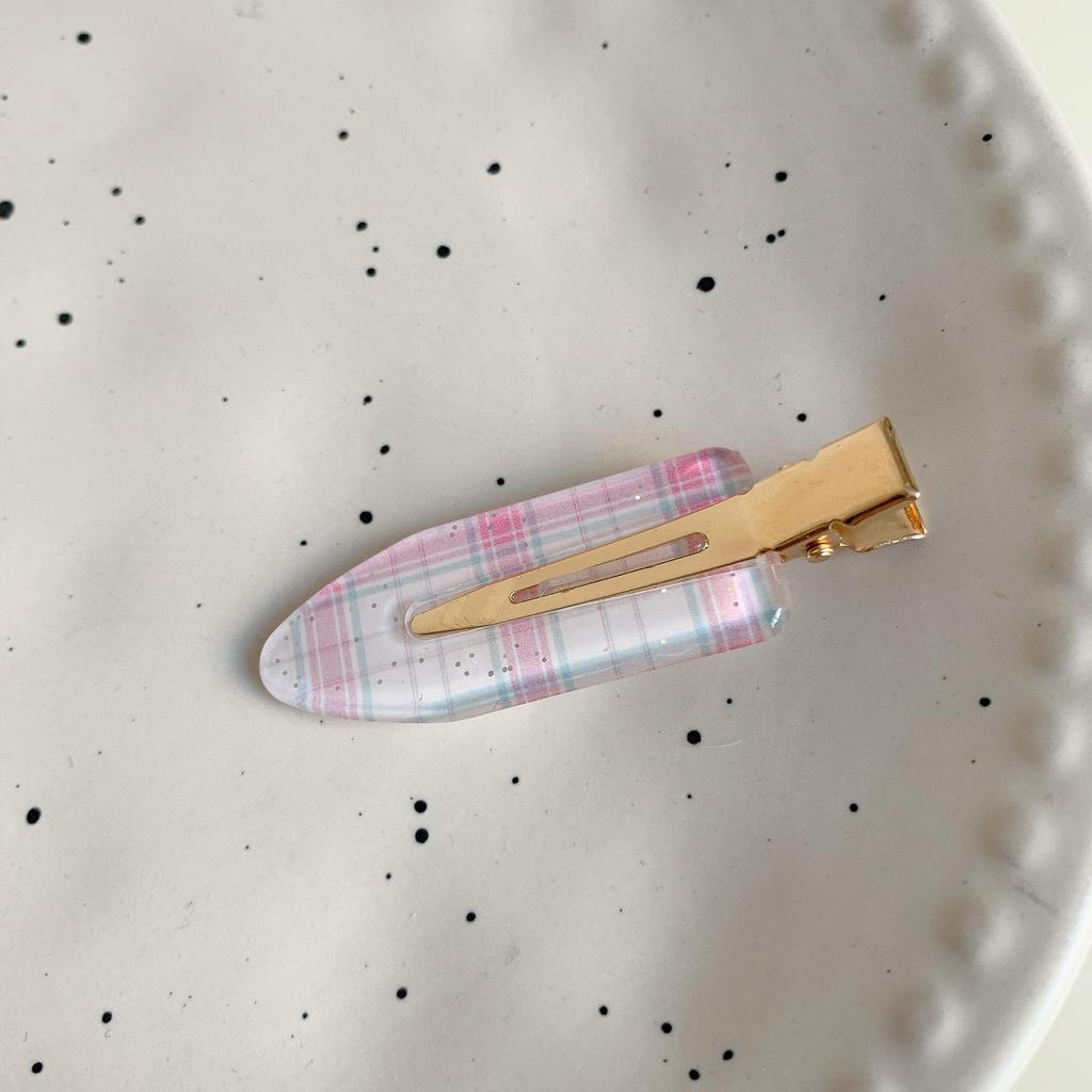 1PC New Korean Red Checkered Bow Pattern Hair Clip Cute Sweet Traceless Hairpin Duckbill Clip  Girl Hair Accessoires