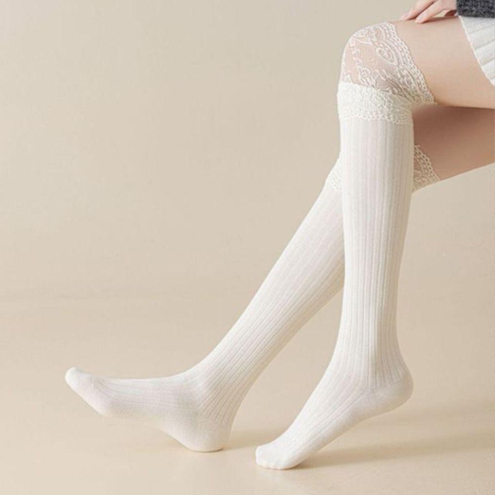 Breathable Women's Long Socks Solid Color Knee High Socks Fashion Girl's Stacked Socks Boot Socks