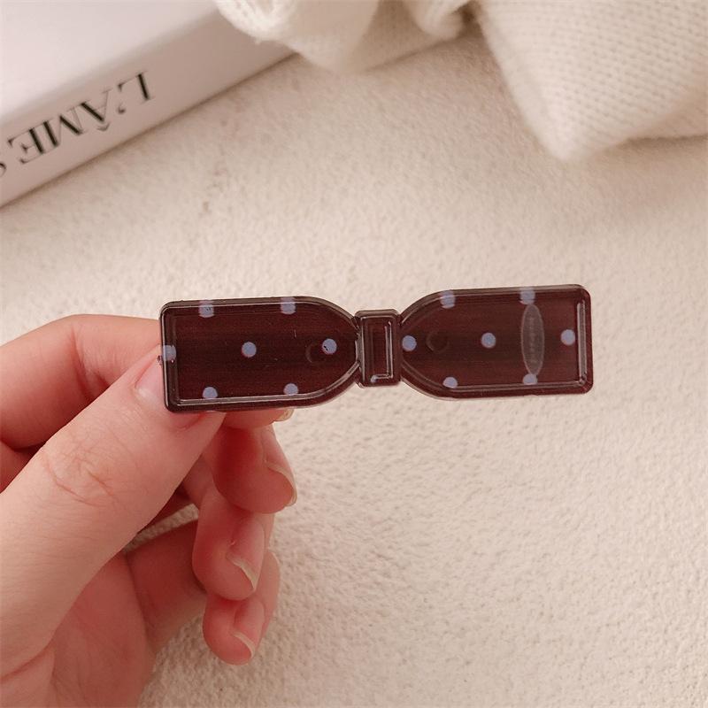10Pcs Women's Polka-dot Pattern Long Bow Hairpin Girl's Heart Simple and High-end Bangs Hair Accessories Hairpin Headwear