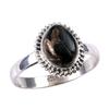 Natural Black Copper Turquoise Gemstone 925 Solid Sterling Silver Ring S.10 F3M14