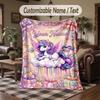 Unicorn Theme Throw Blanket Custom Name Text Personalized Blanket Soft Cozy Blanket for Home Sofa Bed