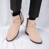 Fashion Buckle Strap Men's Chelsea Boots Pointed Toe Suede Leather Boots For Man Autumn Winter Business Casual Ankle Boots Man