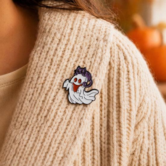 Halloween Cartoon Ghost Brooch, Spooky Pumpkin Tombstone Lapel Pin, Clothes Backpack Bag Decoration Accessories, Holiday Party Gift