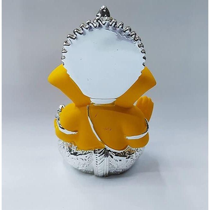 Silver Plated Ganesh Idol for Car Dashboard God Ganesha Idol for Home Decor Ganpati for Gift Office Table Shelves Gifting Idol