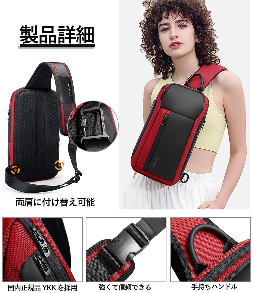 YESLAU Large Capacity Waterproof Shoulder Bag for Perfect for or Any Perfect for Fits Men, Commuting, Travel, Occasion, Travel. iPad. Red.