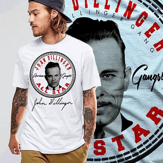 

John Dillinger t-shirt mobster gangster criminal kingpin mob mafioso thug life L