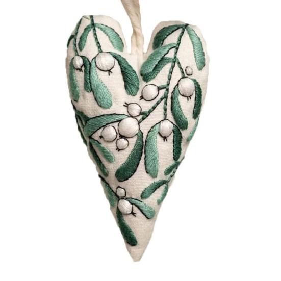 Vánoční ozdoba vyšívací sada ručně vyrobený přívěsek ve tvaru srdce DIY závěsná dekorace na stromek slavnostní party atmosféra potřeby