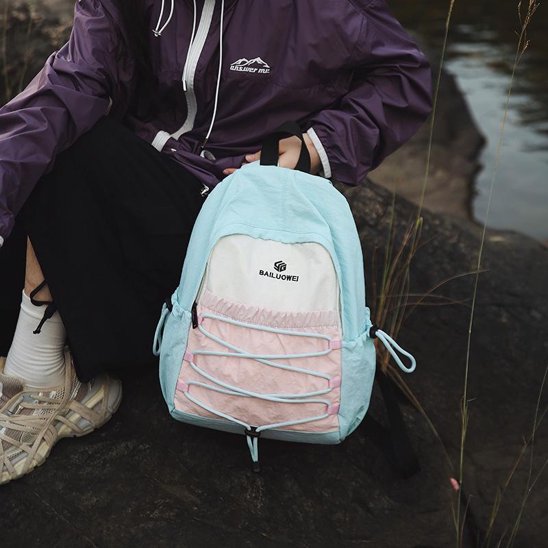 Backpack Women'S High-Value College Style Backpack Travel Women'S Bag Lightweight Men'S Bag Contrasting Color Outdoor Leisure