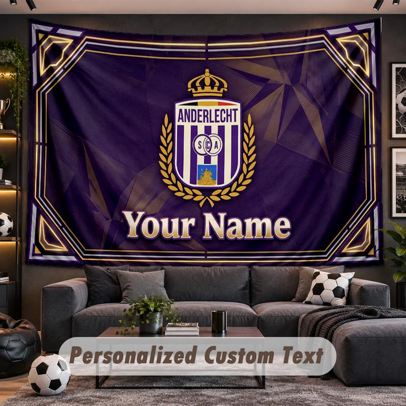 Anderlecht FC logo Personalized Tapestry Support Custom Name, Wall Art Home Decoration