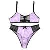 Men Sissy Lingerie 2Pcs Adjustable Straps Bra Tops with Briefs Thongs Bikini Sets Nightwear