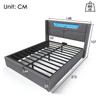 Upholstered LED Double Bed with USB Type C Charging and LED Lighting, Storage Bed Frame Made of Linen, Youth Bed 140x200 Slatted Frame (With Mattress)