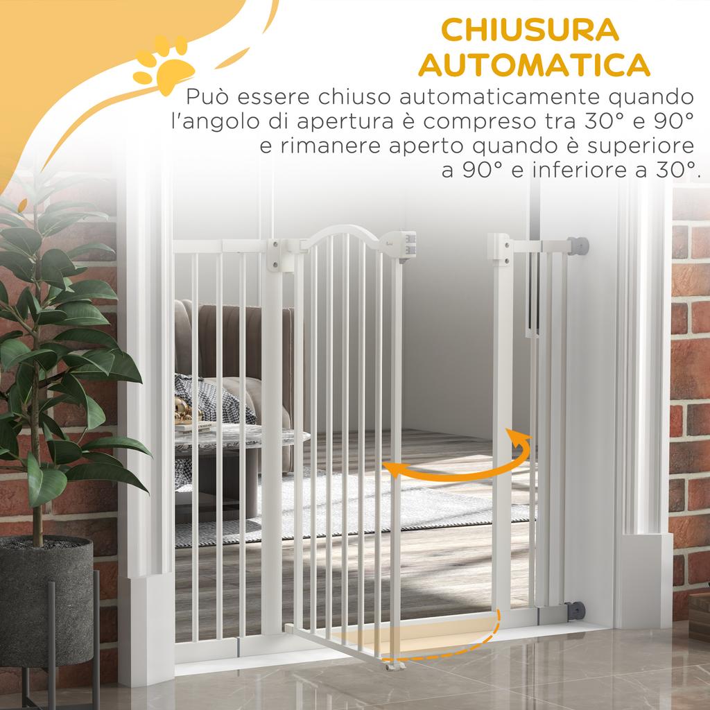 Extendable Dog Gate with 4 Adjustable Screws, Metal and Plastic, 74-100x78 cm, White