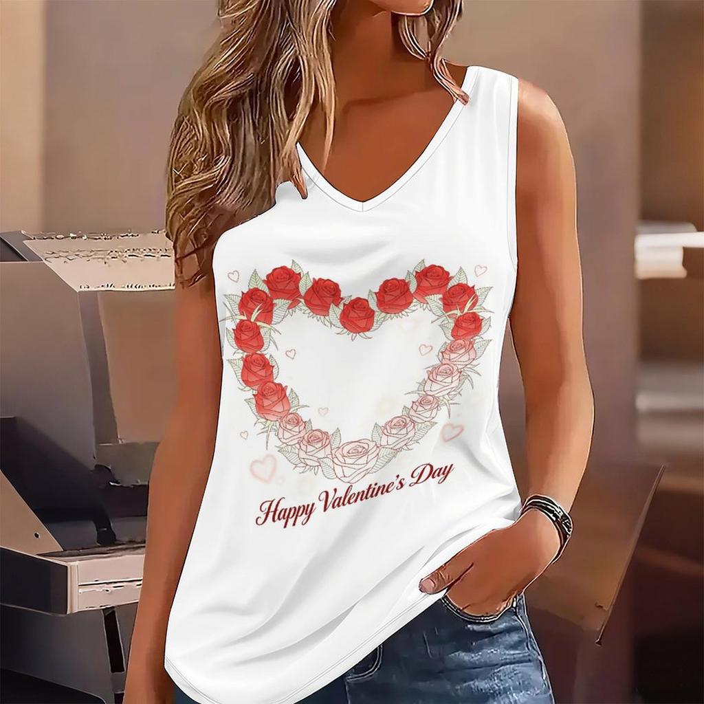 3D Heart-shaped Pattern Printed Tank Tops for Women Workout Yoga Gym Printed Summer Sport Shirts Plus Size Vests