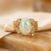 1PC Women's Bohemian Style Iridescent Imitation Opal Ring-Luxurious Inlaid Oval Synthetic Zirconia Jewelry-Suitable for daily wear and special