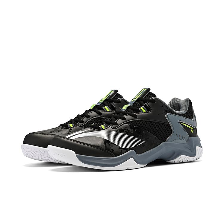 Li Ning Textile, Synthetic Leather Cushioning Abrasion Resistant Breathable Low top Badminton Shoes Unisex Storm Gray AYTV015-2
