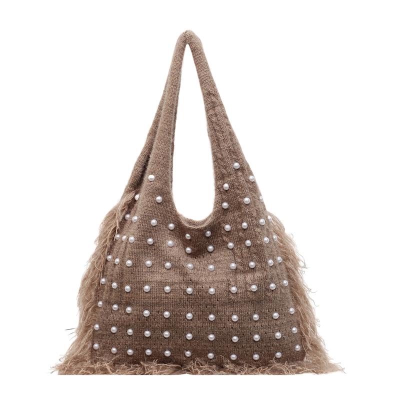 Large-capacity Single-shoulder Women's Off-the-beaten-path Stress-relieving Vacation Beach Handcrafted Woolen Tote Bag