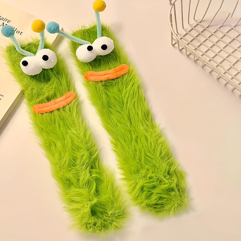 Cute Plush Socks - Soft Warm Winter Socks with Cartoon Design, Hand Washable, Multi-Color, Cozy Indoor & Outdoor Footwear