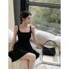 Pure Desire Sexy Suspender Dress Women's Summer Slim Black Skirt Chic Beautiful and Thin Waist a Word Short Skirt