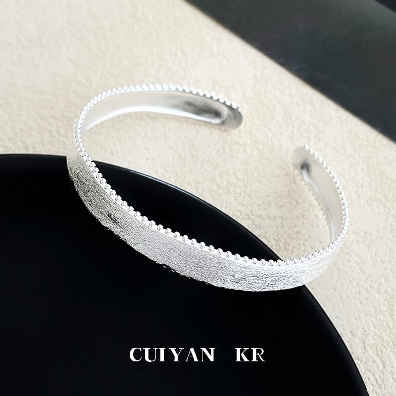 Cui Yan Korean Style S925 Sterling Silver Brushed Lace Bracelet for Women - Light Luxury Silver Jewelry. 925 Sterling Silver