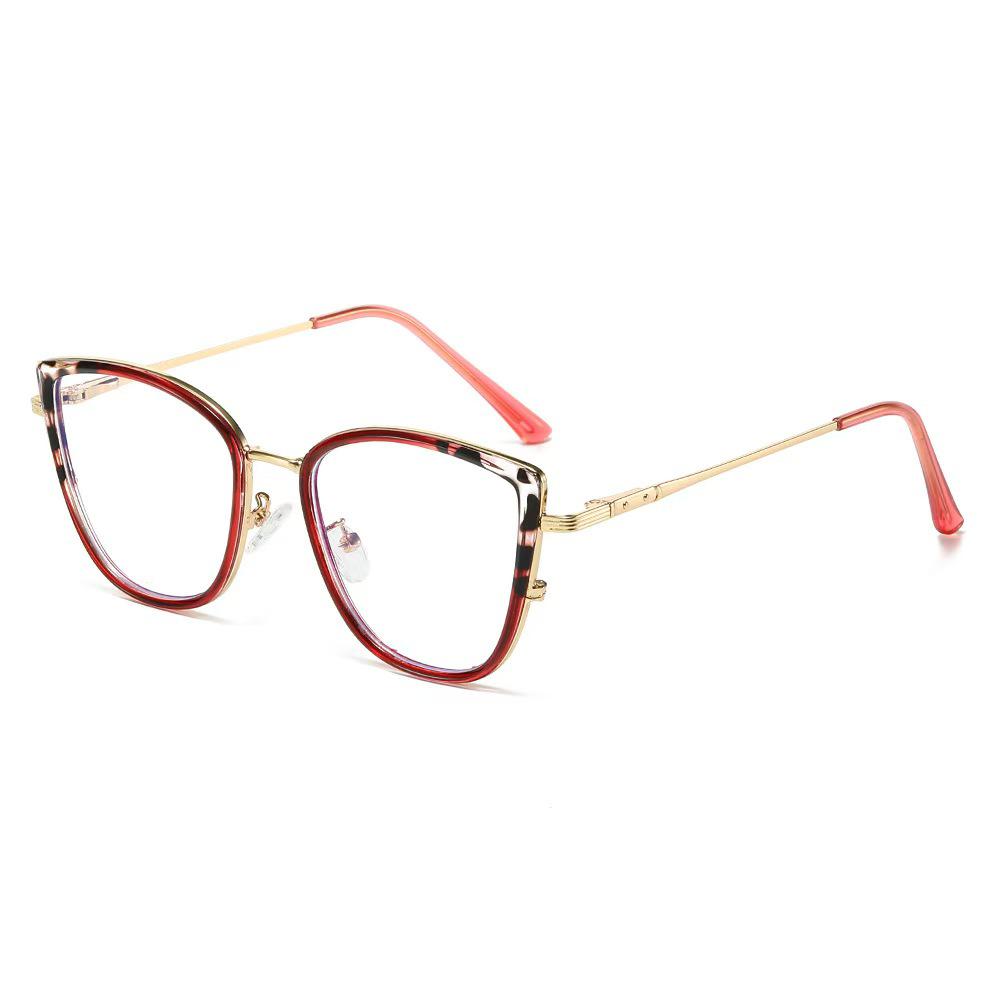 2026 Women's Fashionable Cat Eye Anti-Blue Light Glasses with Versatile Metal Frame and Plano Lenses