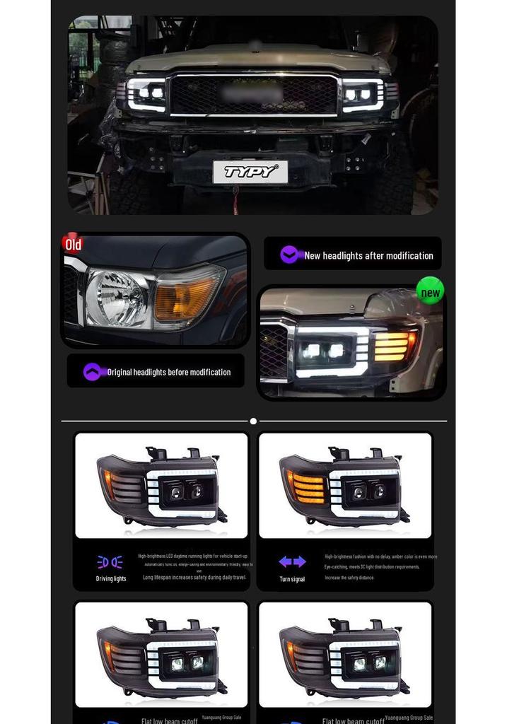 Toyota Land Cruiser LC76 Headlight Assembly: LED Daytime Running Lights & Flowing Turn Signals for LC71 Modification