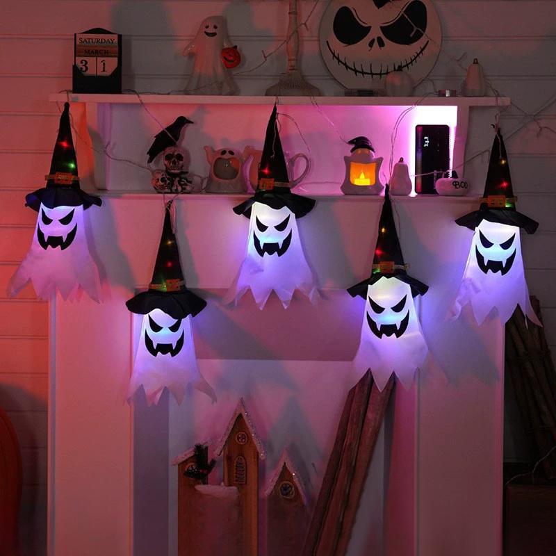 Halloween Hanging Flags Halloween Decoration Glow in The Dark Glowing Ghost Lantern Party Accessorie Home Outdoor Pendants