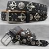Original Punk Belt Men Women Skull Rivet Snake PU Leather Needle Buckle 105-125cm